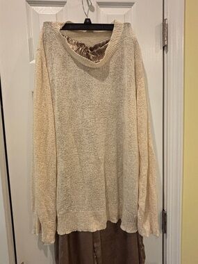 SHEIN Curve 2XL Taupe Knit Top with Metallic pants
